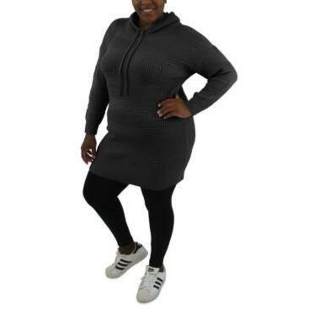 MSRP $69 Full Circle Trends Trendy Plus Size Hooded Dress Black Size 1X